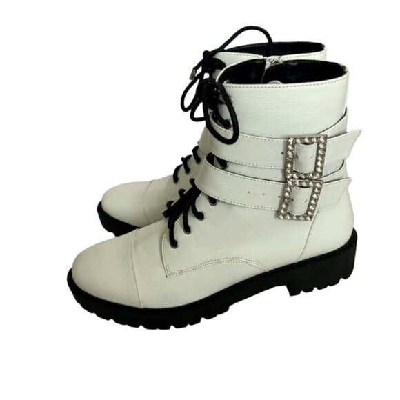 Jessica Simpson Kerina White Combat Boots 8 - Picture 5 of 6